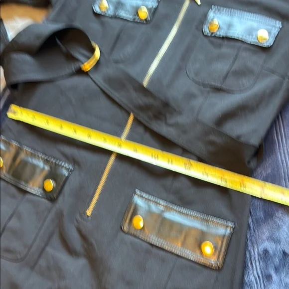 Like New Sharagano Women’s Front Zip Black Shirt Dress 3/4 sleeves size 4 - Picture 8 of 12